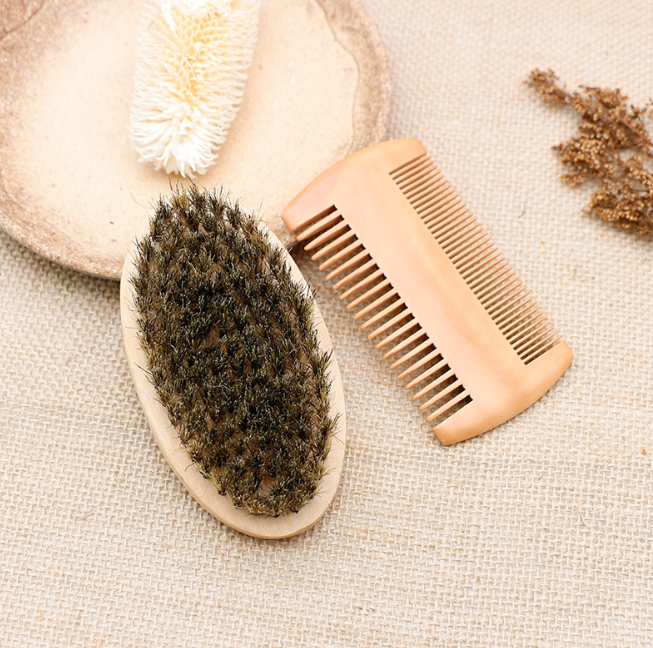 Beard Care Set with Oval Brush