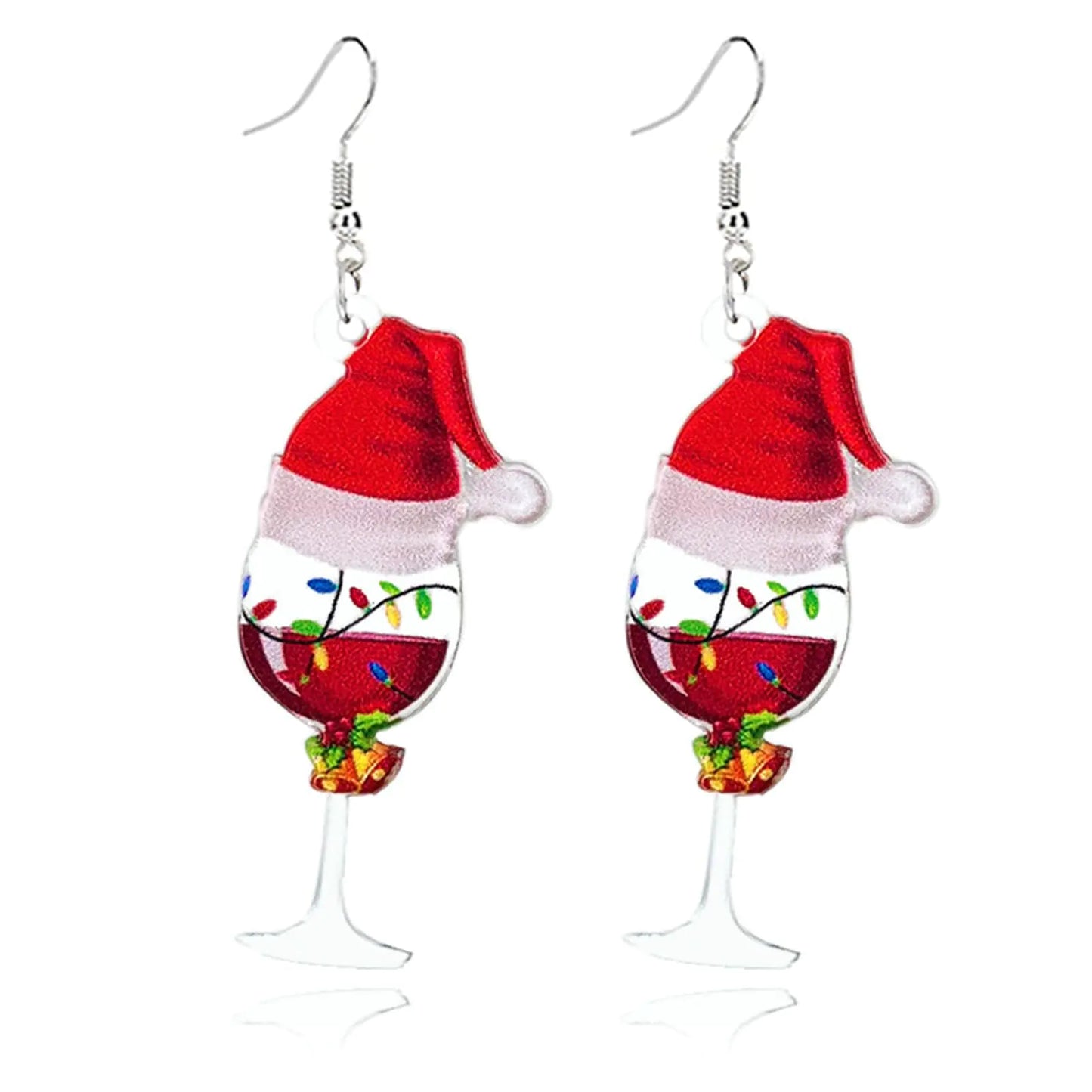 ONLYJUMP Acrylic Christmas Earrings for Women Cut Acrylic Animals Earrings Christmas Tree Green Caterpillar Sheep Dinosaur Earrings Funny Jewelry (Christmas Red Wine)