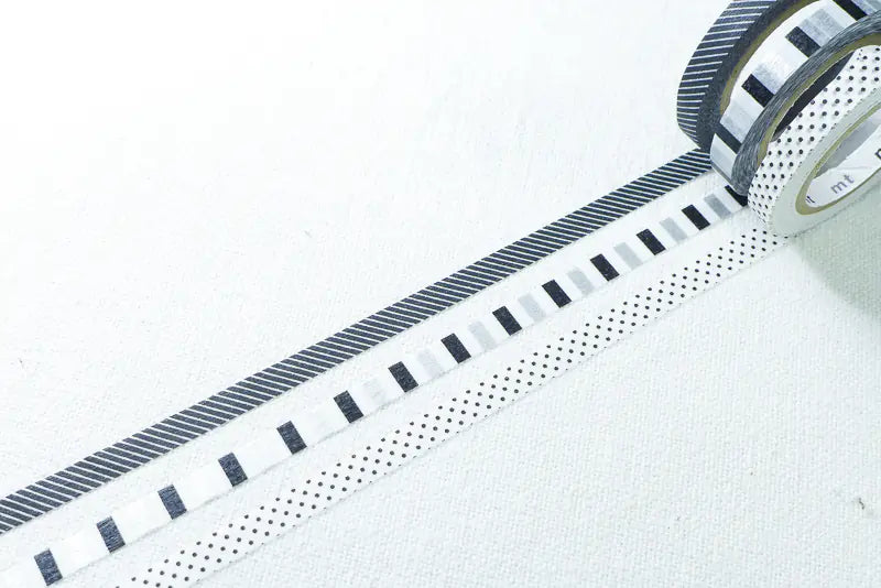 Japanese MT Washi Tape Slim Deco F - Black & White Stripes